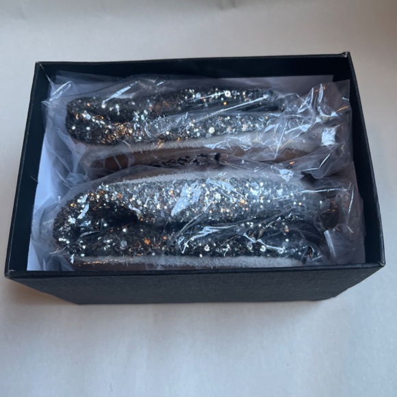 Yosi Samra Oxidized Silver Ombre Glitter Serena Foldable Ballet Flat Shoes 8 - Picture 16 of 16